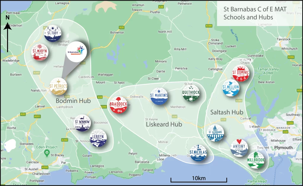St Barnabas School Hubs Map St Barnabas School Hubs Map