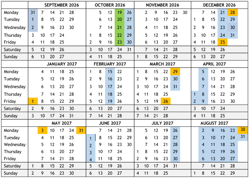 St Barnabas MAT Term Dates 2627