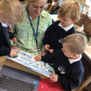 Antony School children with Cathy EYFS Lead Antony School children with Cathy EYFS Lead