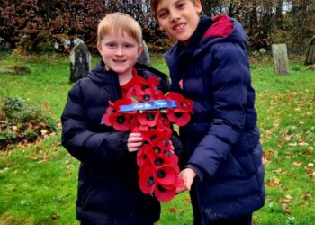 Braddock Primary Pupils with poppy cross