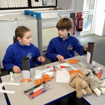 Lerryn Primary School Pupils making penguins