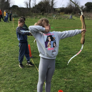 Millbrook Primary School Pupil practising archery