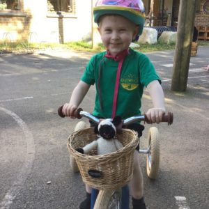 Quethiock Primary School Pupil riding bike