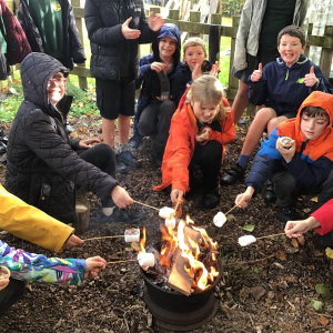 Quethiock Primary School Pupils marshmallows on the fire