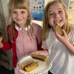 St Mabyn School pupils baking and tasting banana bread St Mabyn School pupils baking and tasting banana bread