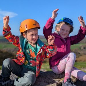 St Mabyn School pupils celebrating the peak St Mabyn School pupils celebrating the peak