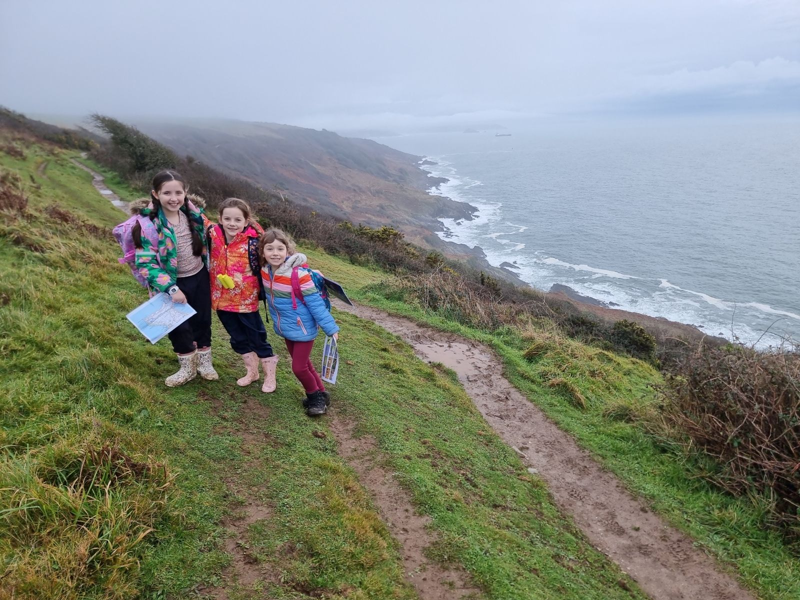 St Nicolas Primary School Pupils walking the coastpath