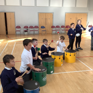 St Petrocs Primary School Pupils playing drums St Petrocs Primary School Pupils playing drums