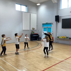 St Petrocs Primary School Pupils playing netball