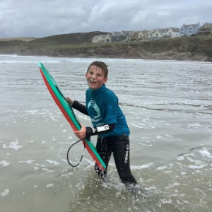 St Tudy Primary School Pupil surfing