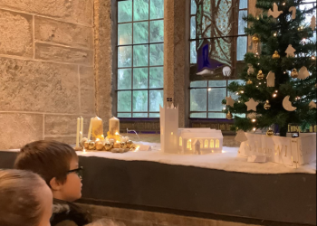 St Tudy Primary School Pupils in church