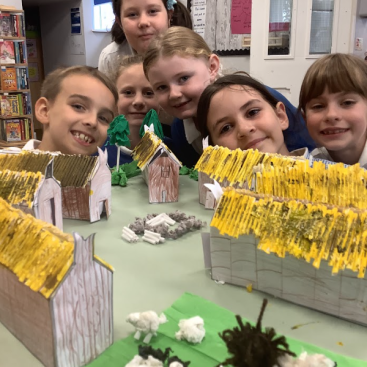 St Tudy Primary School Pupils with model village