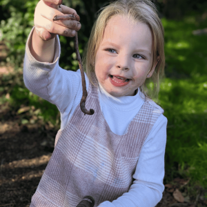 Wild Warrios Nursery Child found a worm outdoors Wild Warrios Nursery Child found a worm outdoors