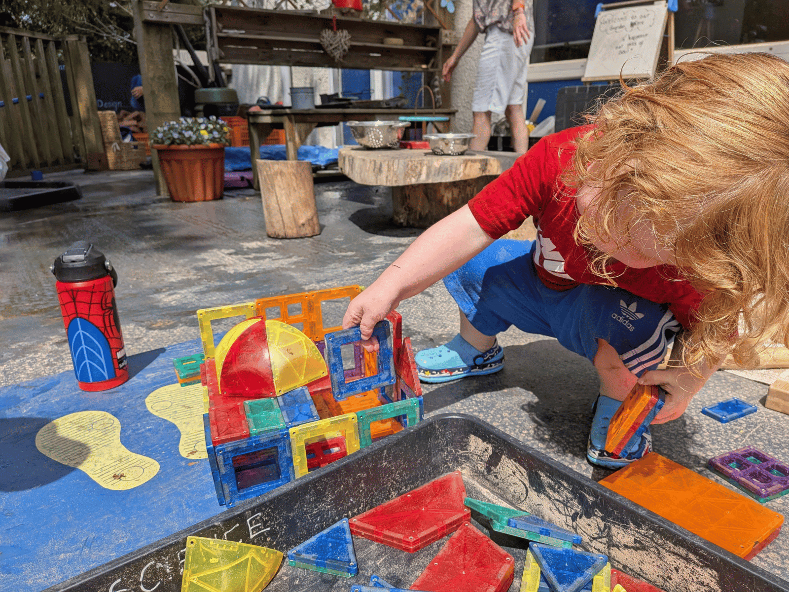 St Nicolas Preschool pupil building with magnatiles